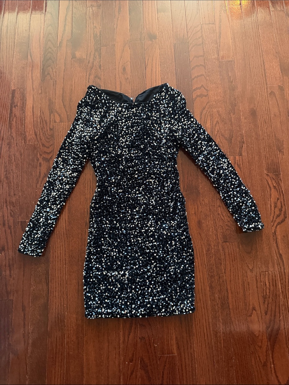 SHEIN Black Sequin Long Sleeve Bodycon Dress